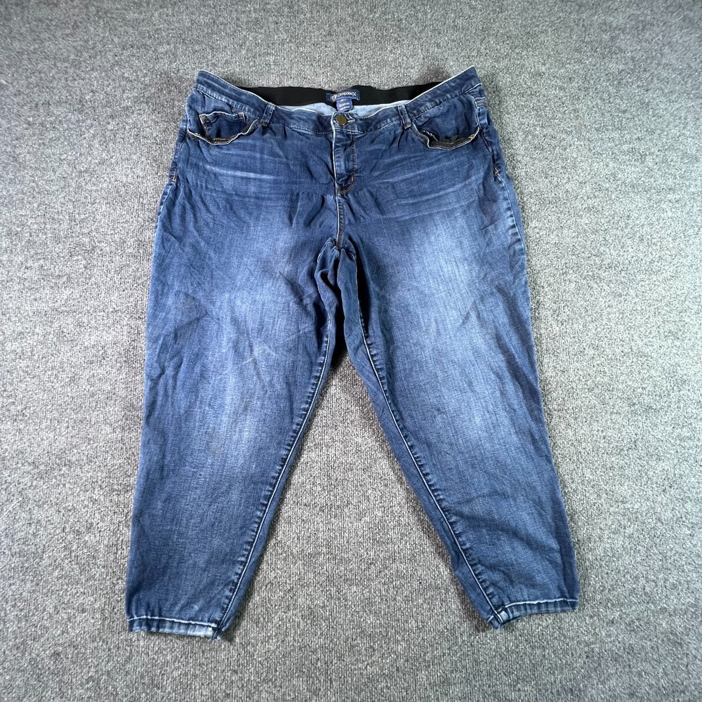 Democracy Ab Solution Crop Jeans Womens 22W Blue Denim Tapered Leg WF9172ILL